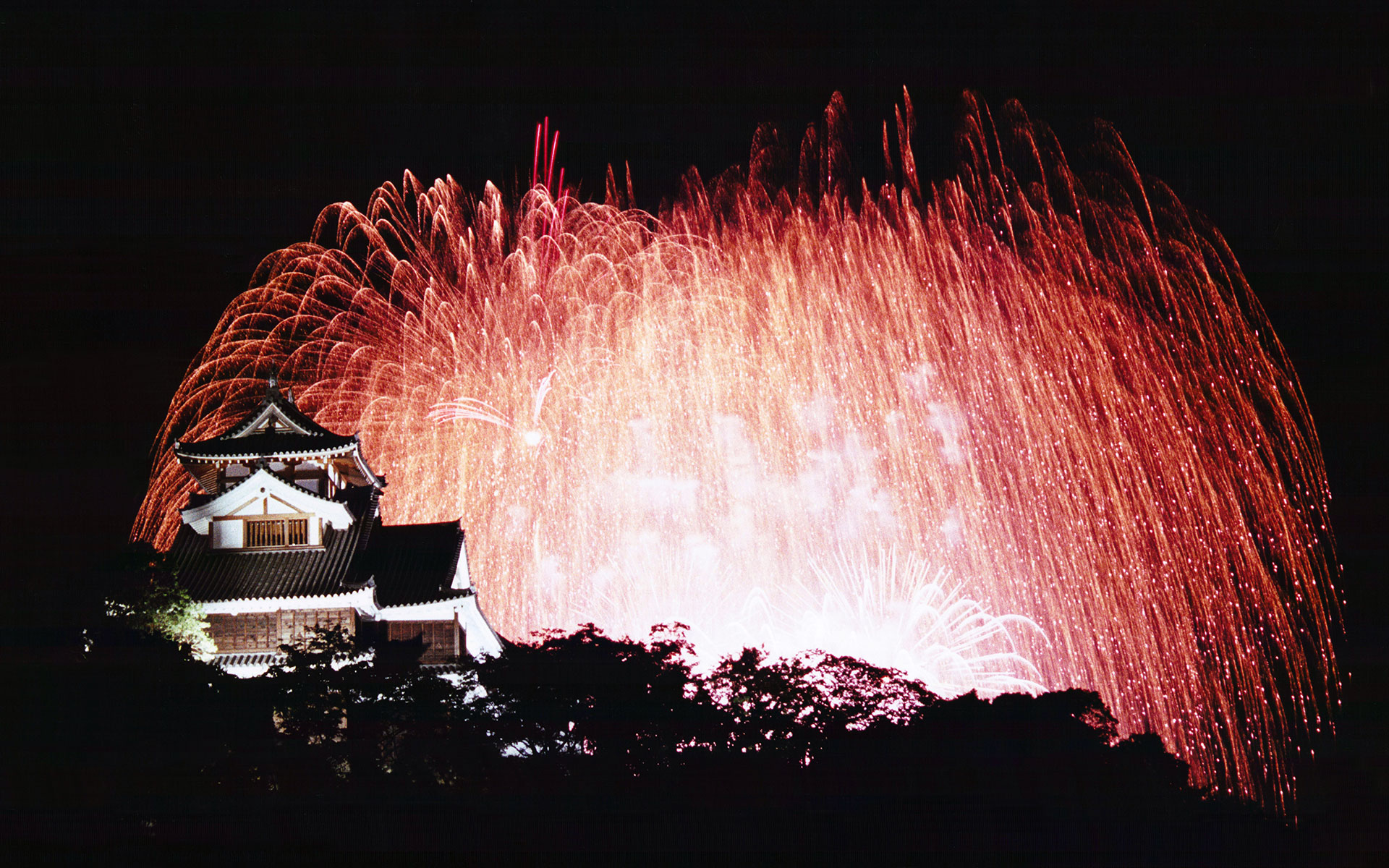 福知山城と花火